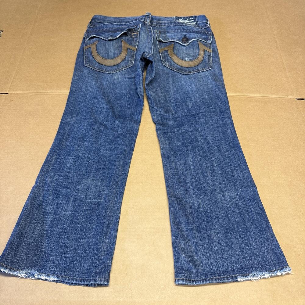 True Religion Section Row Seat Jeans Mens 32x28 Blue Bootcut Distressed Denim